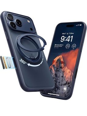 TORRAS Ostand O3 iPhone 17 Pro MagSafe Case 360 Degree Stand Deep Blue